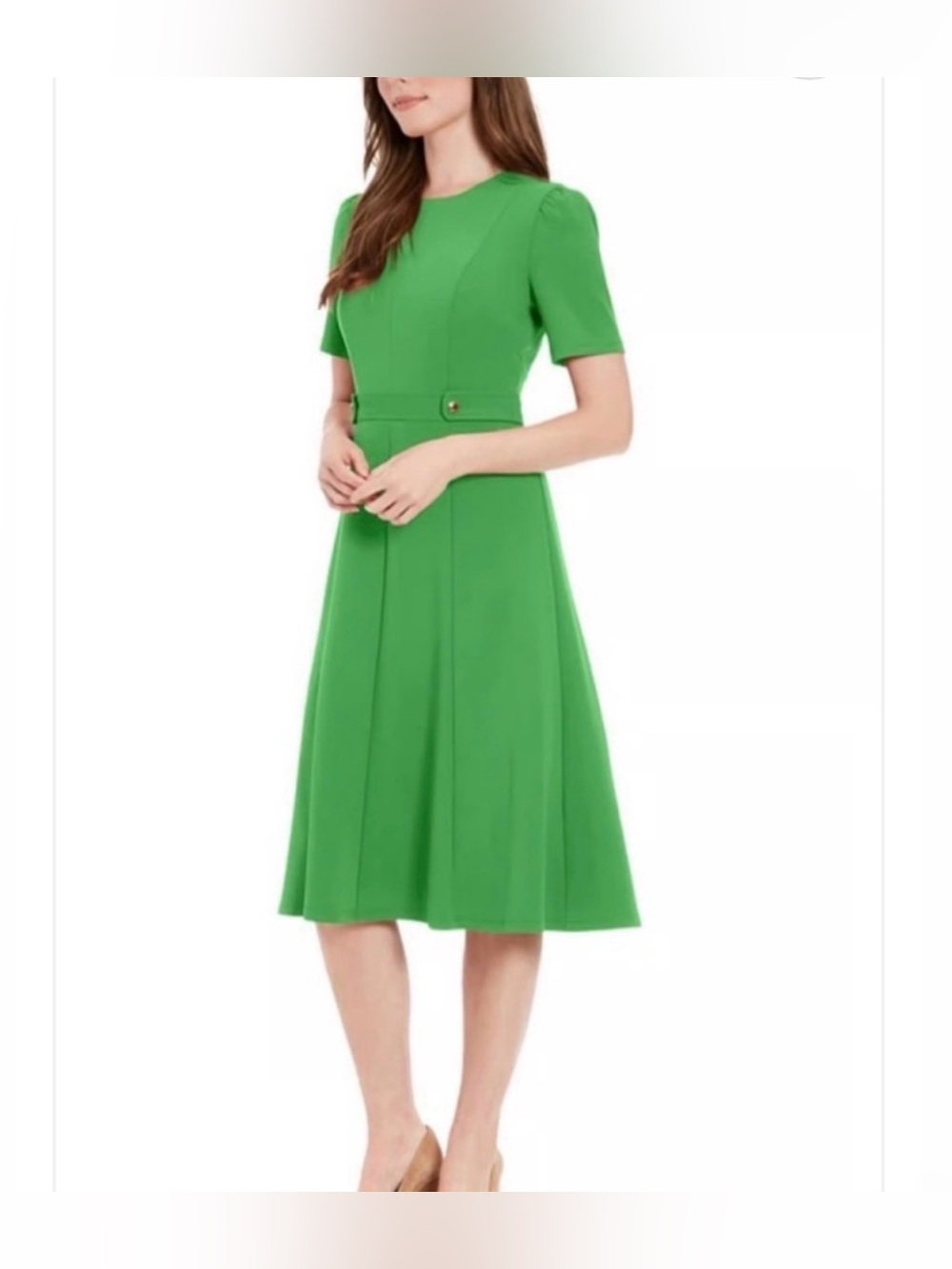 💎#656-NWT- LONDON TIMES Kelly Green A-Line Dress Size6
